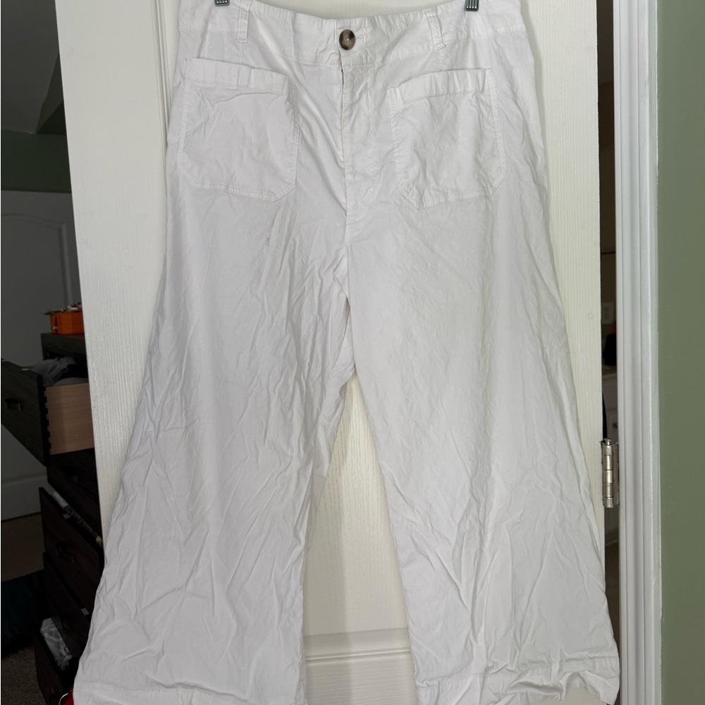 Maeve Anthropologie Colette White Wide-Leg Pants